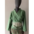 Kimono bawełniane oversize zielone z paskiem.