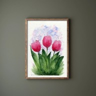 Akwarela A4. Tulipany