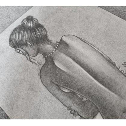 Jolanta Pala - rysunek ołówkiem - Dziewczyna z perłami foto #1