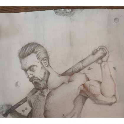 Marcel Filipczuk - rysunek ołówkiem - Chop z kijem foto #3