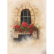 Okno z kwiatami na parapecie