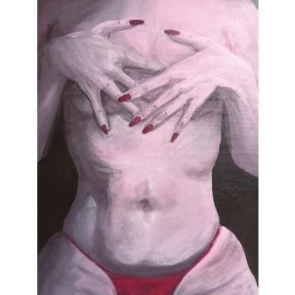 Różowa kobieta, Oliwa Kamińska, obrazy akryl