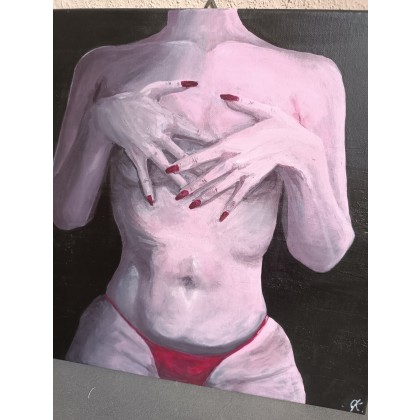 Oliwa Kamińska - obrazy akryl - Różowa kobieta foto #1