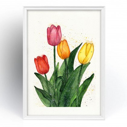 Akwarela A4. Tulipany, Małgorzata Domańska ART, obrazy akwarela