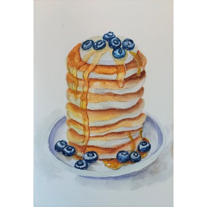 Pancakes, Yunona Kucherevska, obrazy akwarela