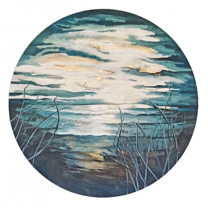 Iwona Jaworska - obrazy akryl - Zachód słońca na jeziorze foto #2