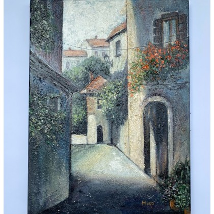 Malowniczy zakątek włoskiego miasteczka., Myroslava Burlaka, obrazy akryl