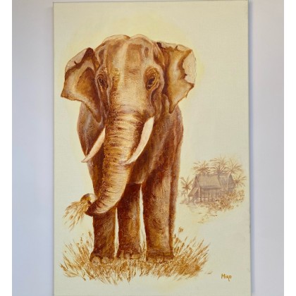 Złoty słoń., Myroslava Burlaka, obrazy akryl