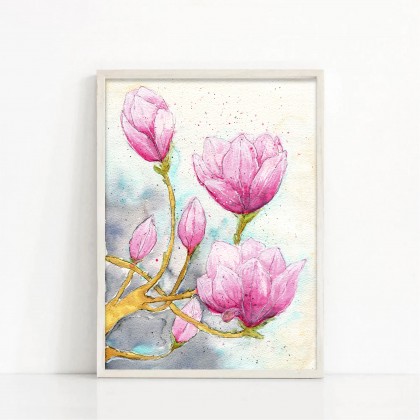 Akwarela A4. Magnolia, Małgorzata Domańska ART, obrazy akwarela