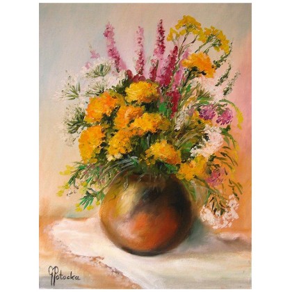 Polne kwiaty  obraz olejny  40-30 cm, Grażyna Potocka, obrazy olejne