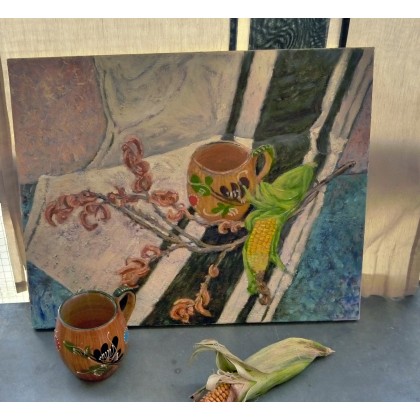 Elżbieta Goszczycka - obrazy olejne - Martwa natura z kukurydzą foto #1