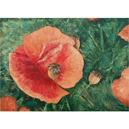Makowa harmonia, obraz olejny 40 x 55 cm., Joanna Tomczyk, obrazy olejne