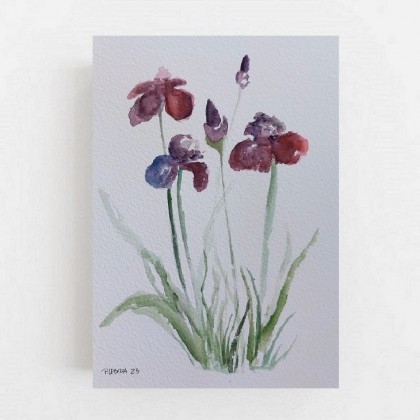 Kwiaty  -akwarela A5, Paulina Lebida, obrazy akwarela