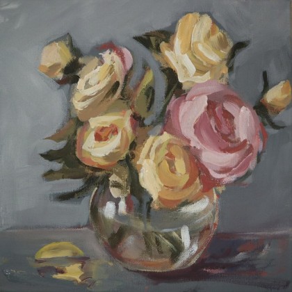 Róże w wazonie. Malarstwo akrylowe, Anawa-art, obrazy akryl