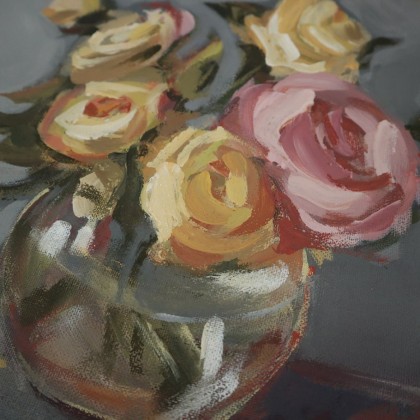 Anawa-art - obrazy akryl - Róże w wazonie. Malarstwo akrylowe foto #1