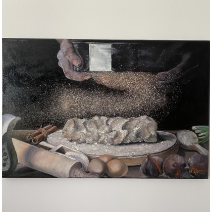 Piekarz. Przygotowanie chleba., Myroslava Burlaka, obrazy olejne