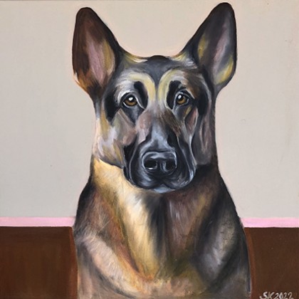 Owczarek 50x50, Katarzyna Stanisławek, obrazy olejne