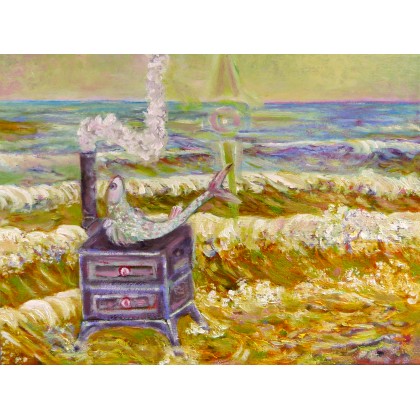 Rybka nad morzem, Elżbieta Goszczycka, obrazy olejne