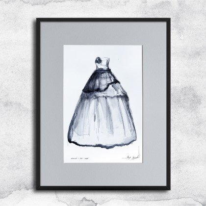 Grafika z ramą - sukienka 9, Maja Gajewska, grafika tech. mieszana