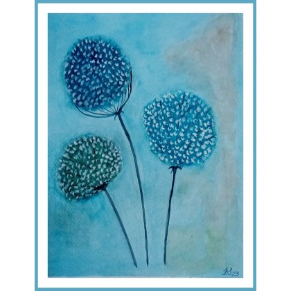 Dmuchawce 4, akwarela .Wym  240x320 mm, Bogumiła Szufnara, obrazy akwarela
