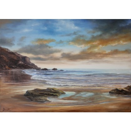 Pejzaż Morski, ręcznie malowan, Lidia Olbrycht, obrazy olejne