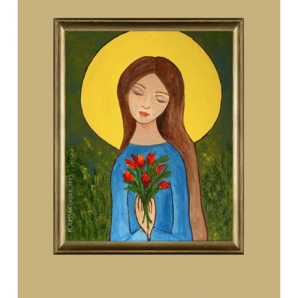 Anioł z kwiatami, Małgorzata Kossakowska, obrazy akryl