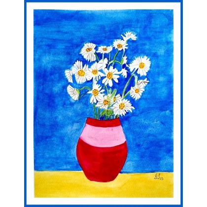 Kwiaty w wazonie,  akwarela . /240x320 mm/, Bogumiła Szufnara, obrazy akwarela