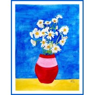 Kwiaty w wazonie,  akwarela . /240x320 mm/