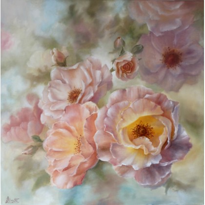 Róże, ręcznie malowany na płótnie, Lidia Olbrycht, obrazy olejne