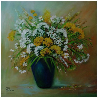 Polne kwiaty  obraz olejny  57-57 cm, Grażyna Potocka, obrazy olejne