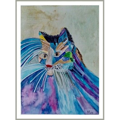 Kotek, akwarela . /240x320 mm/, Bogumiła Szufnara, obrazy akwarela