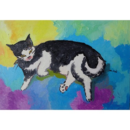 Marlena Kuć - obrazy olejne - czarny kot Giani foto #1