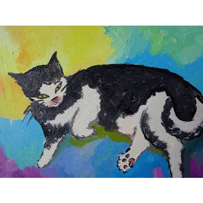 Marlena Kuć - obrazy olejne - czarny kot Giani foto #3