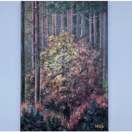 Jesień w sosnowym lesie, Myroslava Burlaka, obrazy olejne