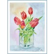 Tulipany w wazonie,  akwarela .