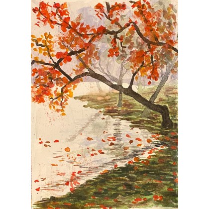 Jesień nad jeziorem, Bohomazy Obrazy, obrazy akwarela