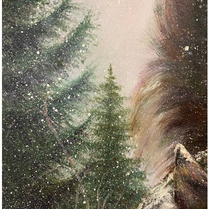 Myroslava Burlaka - obrazy olejne - Dziki kot.Pierwszy śnieg. foto #2