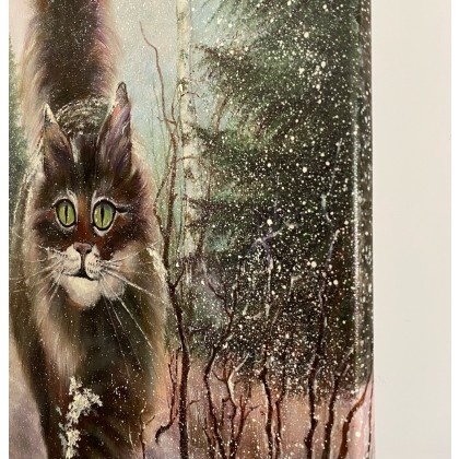 Myroslava Burlaka - obrazy olejne - Dziki kot.Pierwszy śnieg. foto #3
