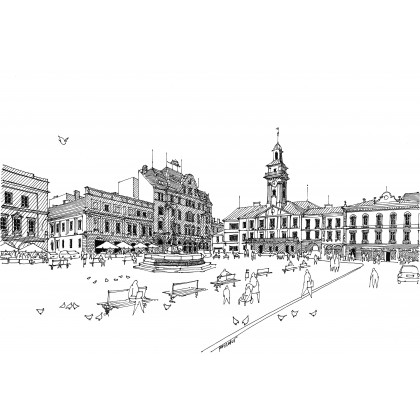 CIESZYN RYNEK, Jan Poczobut, rysunek tuszem