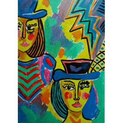 portret kobiety w kapeluszu, Marlena Kuć, obrazy olejne
