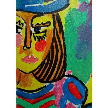 Marlena Kuć - obrazy olejne - portret kobiety w kapeluszu foto #1