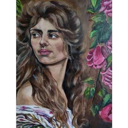 KingaOilArt - obrazy olejne - Kobieta I, portret, kwiaty, róże foto #1