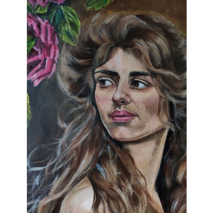 KingaOilArt - obrazy olejne - Kobieta I, portret, kwiaty, róże foto #3