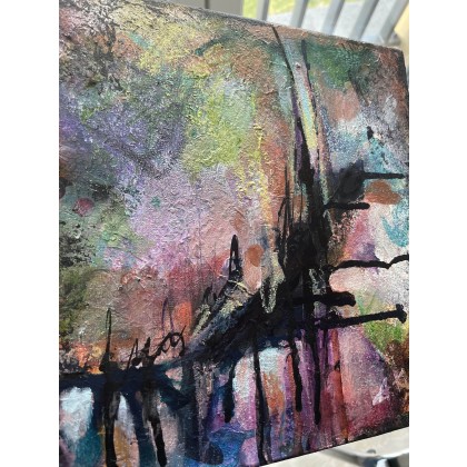 Agnieszka Kumoń - obrazy akryl - Obraz abstrakcyjny Recalibration I 25×25 cm, technika akrylowa, 2023 foto #4