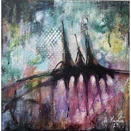 Obraz abstrakcyjny Recalibration I 30×30 cm, technika akrylowa, 2023, Agnieszka Kumoń, obrazy akryl