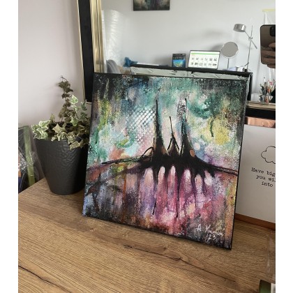 Agnieszka Kumoń - obrazy akryl - Obraz abstrakcyjny Recalibration I 30×30 cm, technika akrylowa, 2023 foto #1