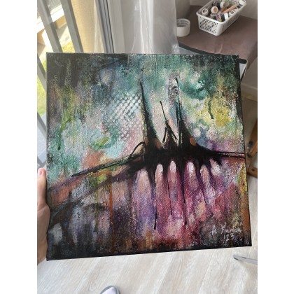 Agnieszka Kumoń - obrazy akryl - Obraz abstrakcyjny Recalibration I 30×30 cm, technika akrylowa, 2023 foto #2