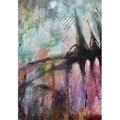 Agnieszka Kumoń - obrazy akryl - Obraz abstrakcyjny Recalibration I 30×30 cm, technika akrylowa, 2023 foto #4