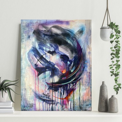 Agnieszka Kumoń - obrazy tech. mieszana - Obraz abstrakcyjny Reinvention II, 90×70 cm, techniki mieszane foto #1