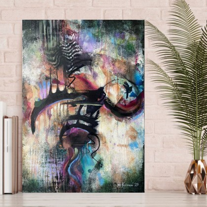 Obraz abstrakcyjny Tornado, 50×70 cm, techniki mieszane, Agnieszka Kumoń, obrazy tech. mieszana